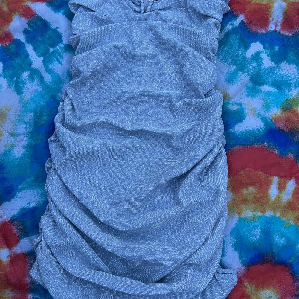 Fashion Nova Silver Metallic Mini Dress